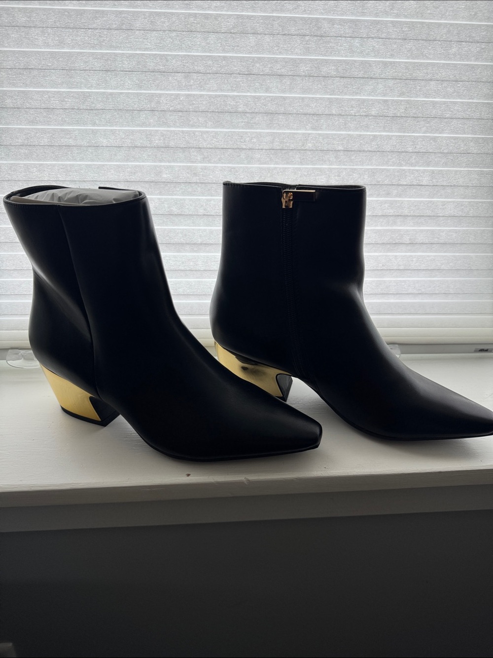 Mix No. 6 Black Ankle Booties with Gold Heel